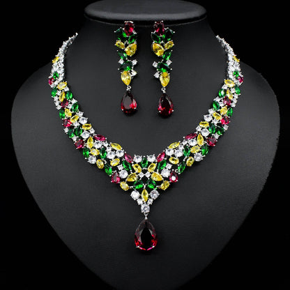 Buycenter Bridal Zircon Necklace & Earrings Set - Love Heart Design - Buy Center