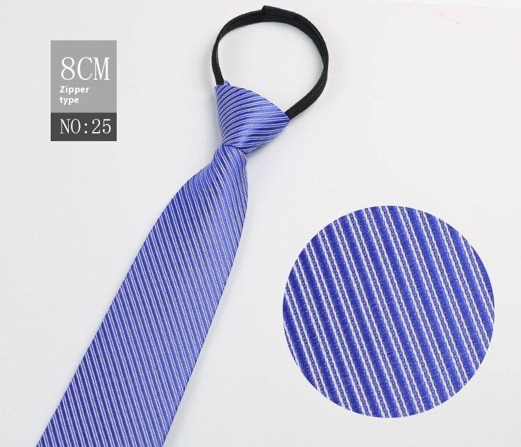 Black Striped Blue Business Tie - Lazy Zip Closure for Easy Wear - Buy Center