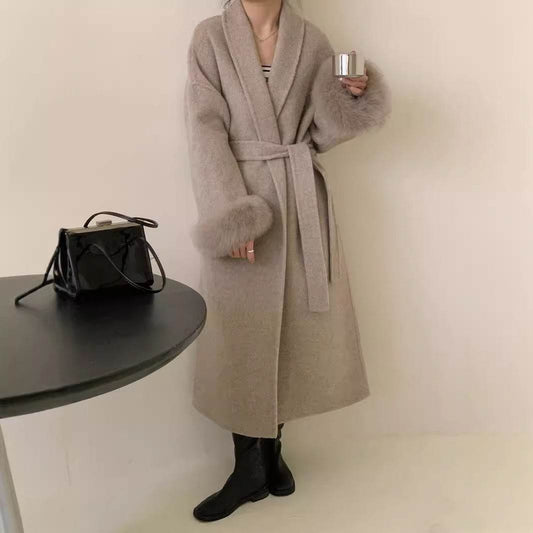 Women's Reversible Cashmere Coat - Elegant Long Lapel & Stylish Design - Buy Center