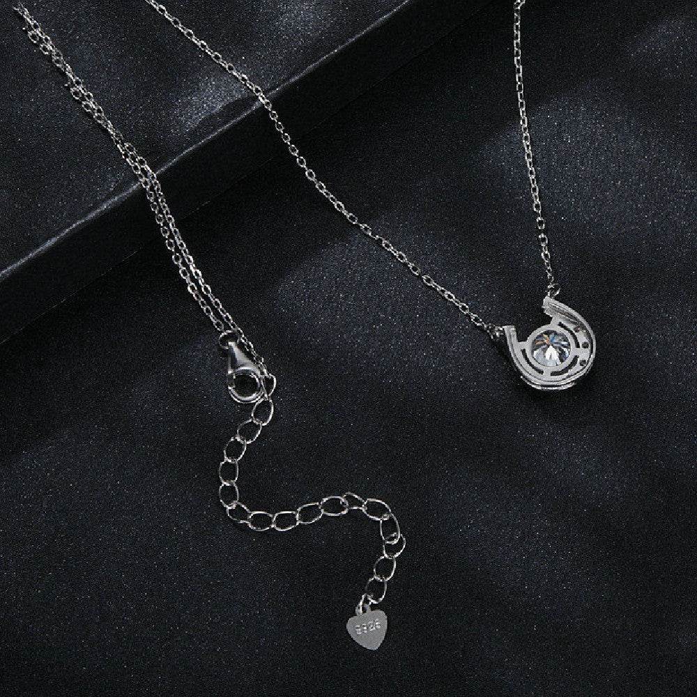 Buycenter Women's Moissanite Horseshoe Necklace - Light Luxury Silver Design - Buy Center
