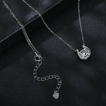 Buycenter Women's Moissanite Horseshoe Necklace - Light Luxury Silver Design - Buy Center