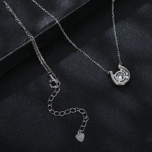 Buycenter Women's Moissanite Horseshoe Necklace - Light Luxury Silver Design - Buy Center