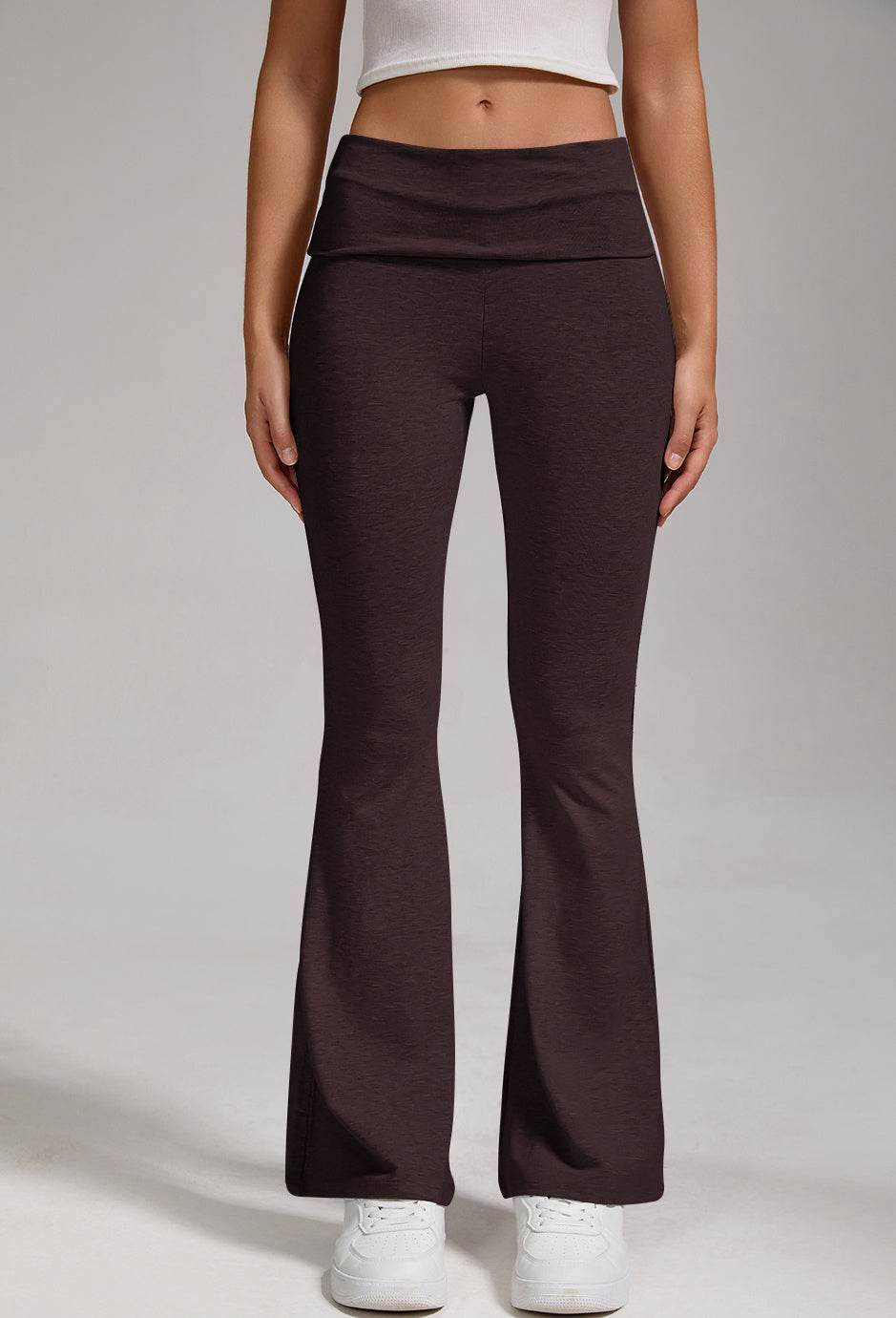 Buycenter Women's Low Waisted Flared Pants - Exposed Navel, Wide Leg - Buy Center