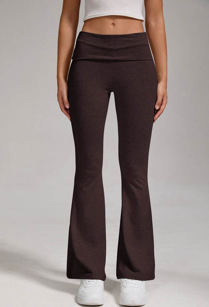 Buycenter Women's Low Waisted Flared Pants - Exposed Navel, Wide Leg - Buy Center