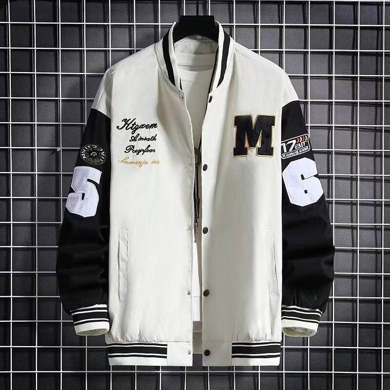 Junior High School Baseball Jacket - Stylish Black & White Hong Kong Design - Buy Center