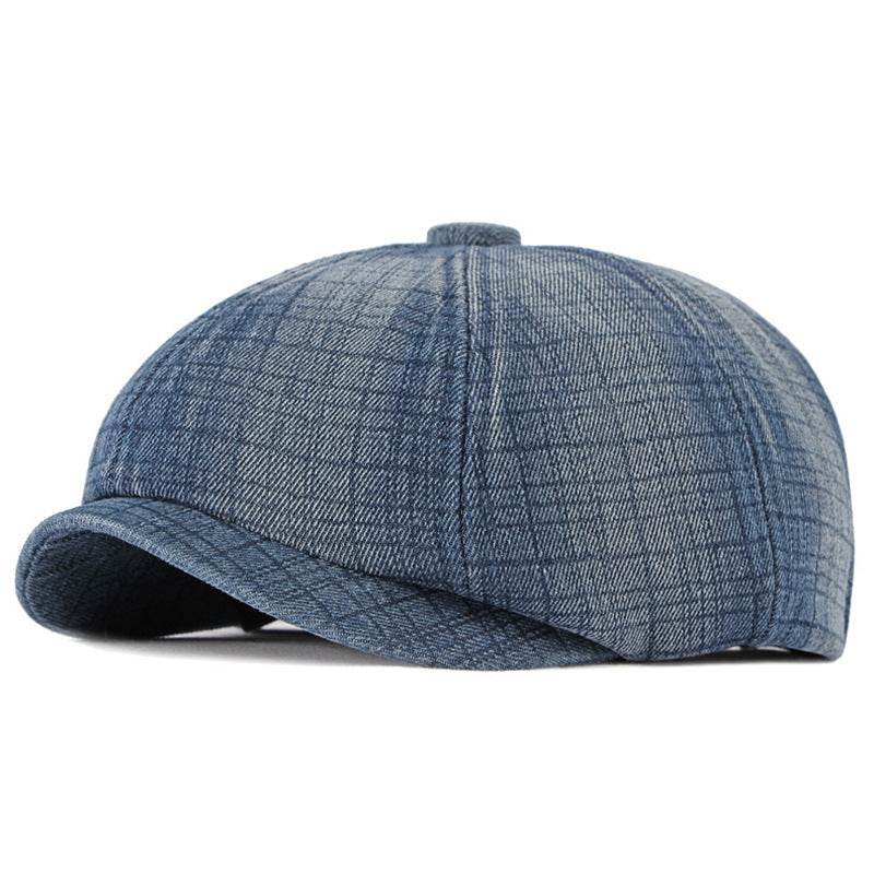 Spring & Autumn Washed Denim Beret - Stylish Octagonal Design for All Seasons - Buy Center