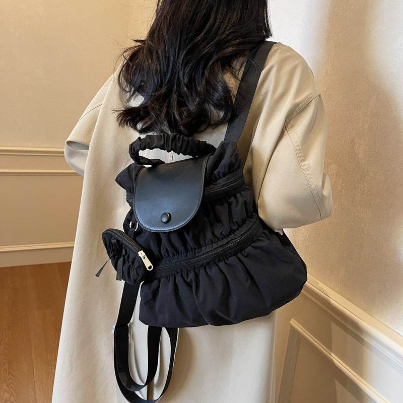 Women's Fashionable Pleated Backpack - Stylish, Wear-Resistant & Trendy - Buy Center