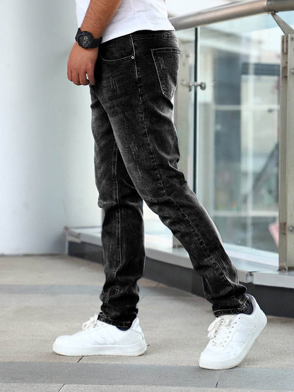 Buycenter Men's Gray Stretch Skinny Jeans - Korean Style Trousers - Buy Center