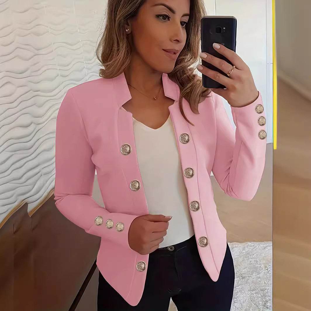Buycenter Women's Fashion Blazer - Cuff Button Small Suit in Multiple Colors - Buy Center