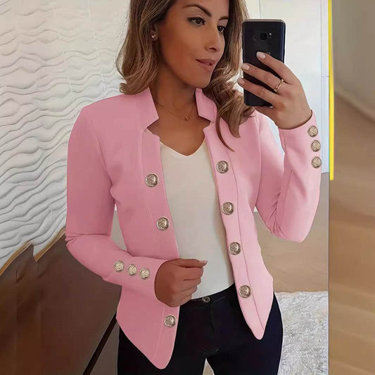 Buycenter Women's Fashion Blazer - Cuff Button Small Suit in Multiple Colors - Buy Center