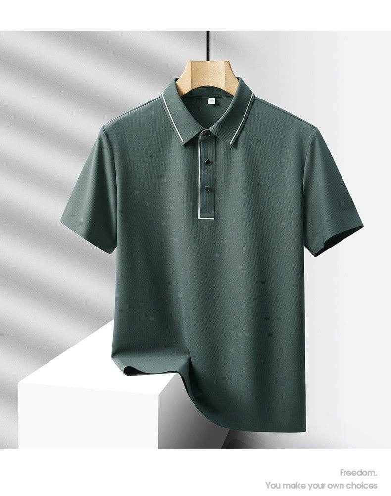 Men's Light Luxury Ice Silk Polo Shirt & Trousers Leisure Suit 2025