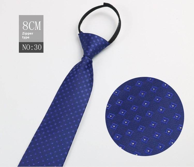 Black Striped Blue Business Tie - Lazy Zip Closure for Easy Wear - Buy Center