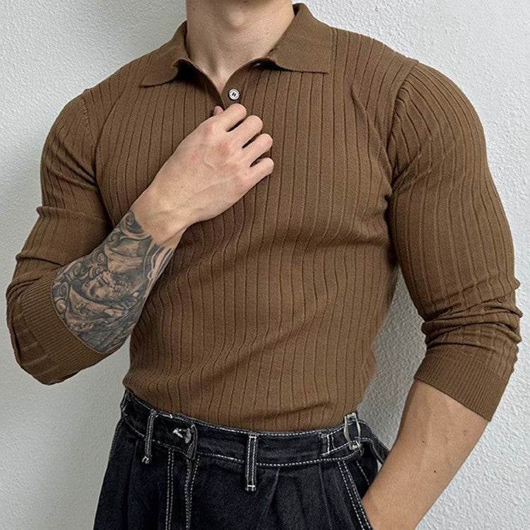 Buycenter Slim-fit Long-sleeved Polo Shirt - Casual Half Zipper Sweater - Buy Center