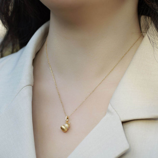 Buycenter 10K Gold & S925 Silver Brushed Calabash Pendant Necklace - Buy Center