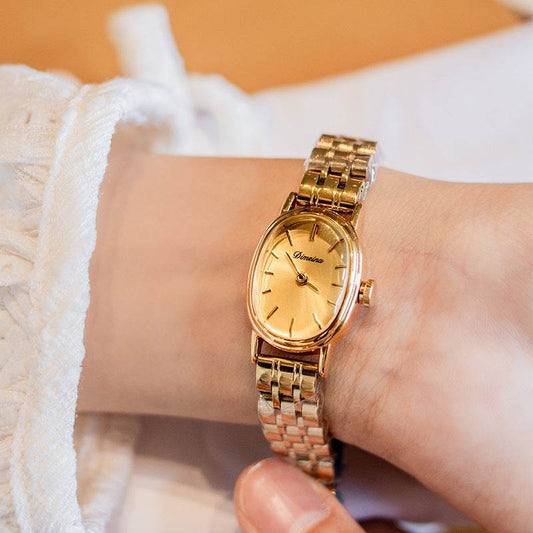 Elegant Oval Steel Watch for Women - Gold & Red Antique Style 2025 - Buy Center
