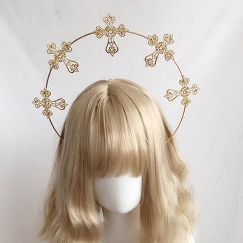 Vintage Wheat Ear Cross Hair Ornament - Elegant Gold & Silver Styles - Buy Center