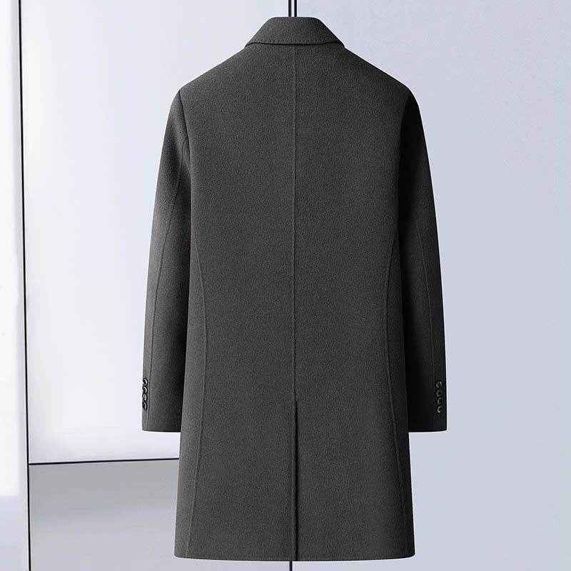 Handmade Woolen Mid-Length Coat - Goose Down Liner & Stylish Design