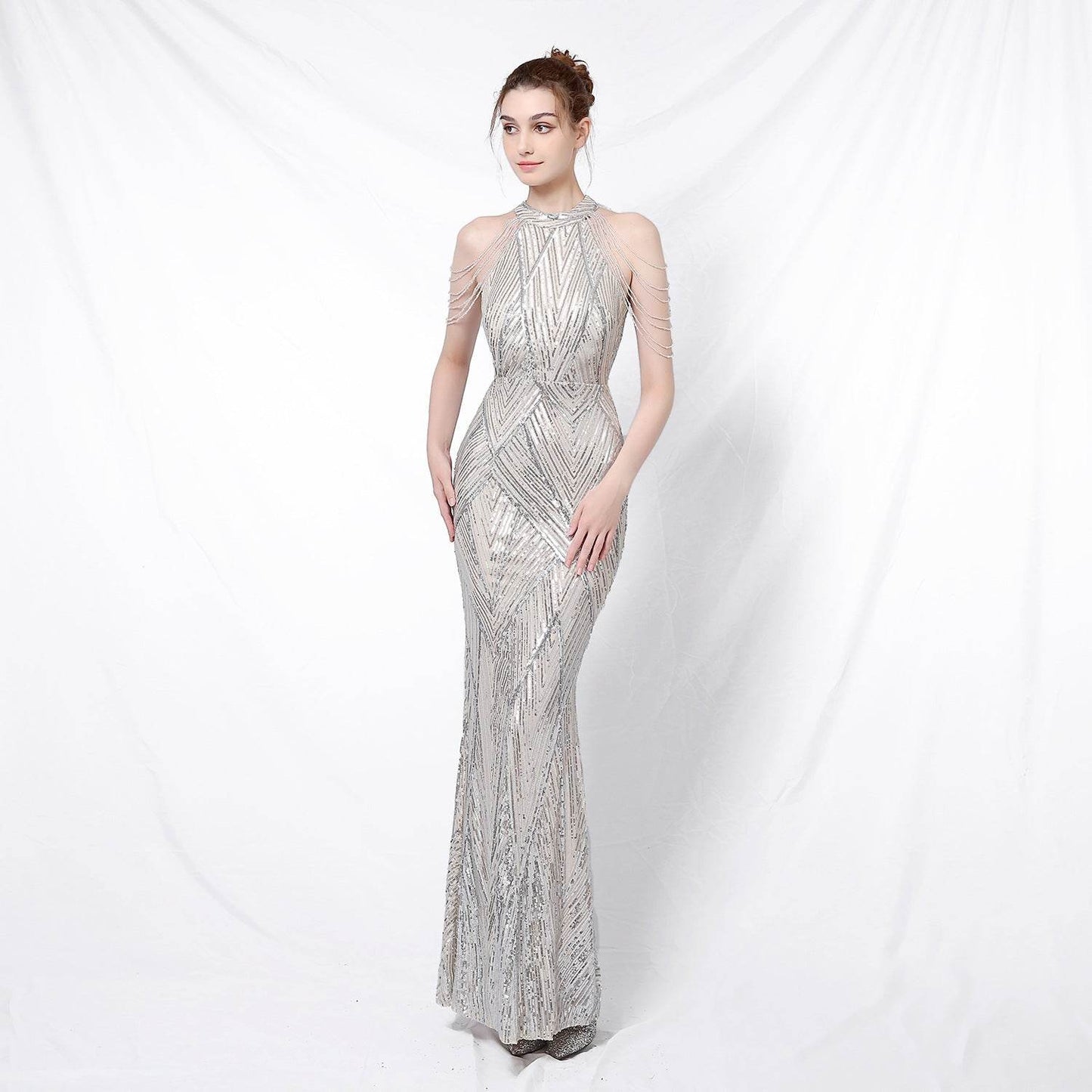 Buycenter Backless Evening Dress - Sequined Party Dress for Women - Buy Center
