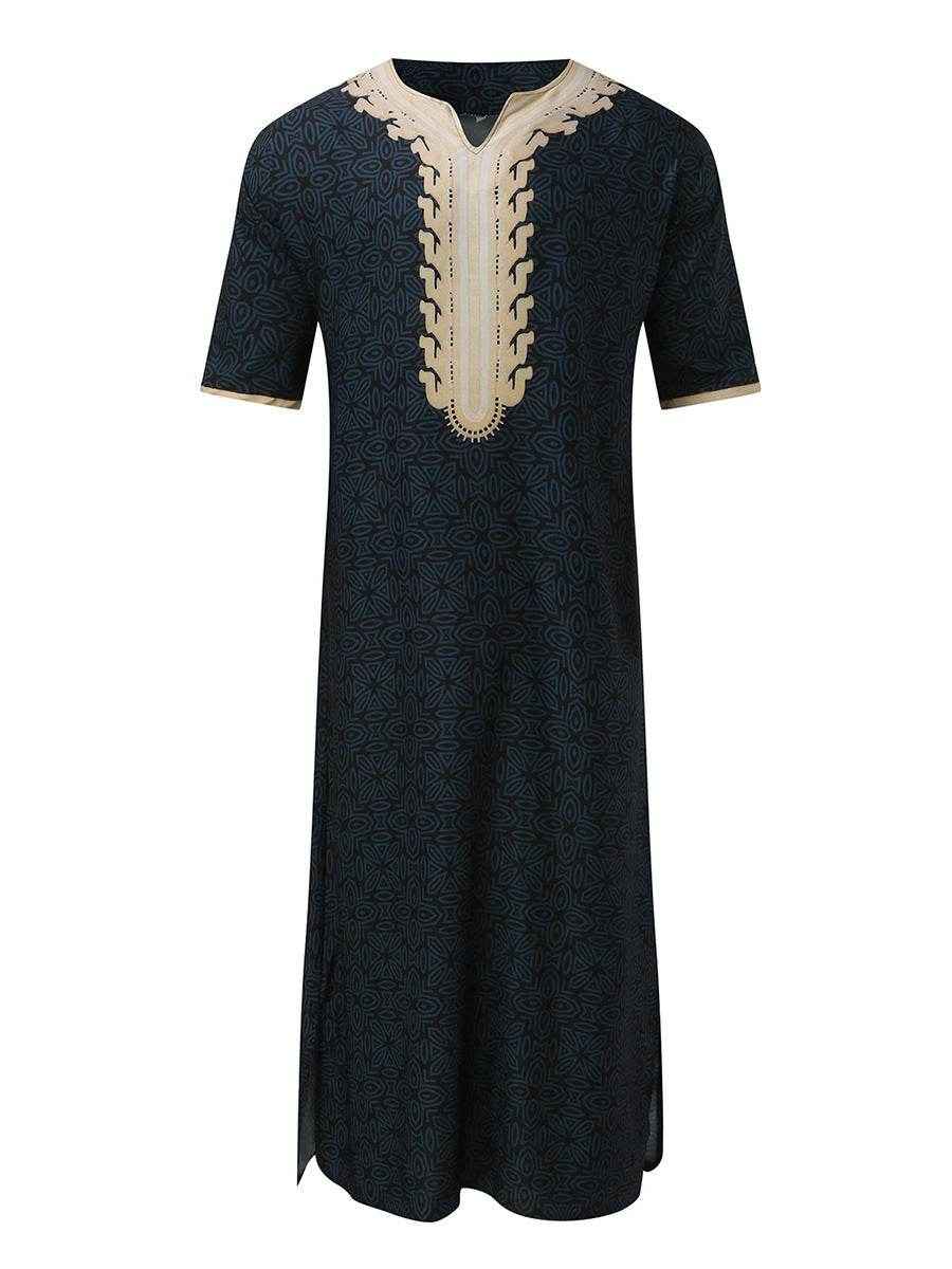 Arab Ethnic Style Short Sleeve Rompers for Men - Sizes M to 4XL