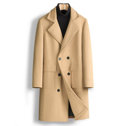 Stylish Men's Double Breasted Mid-Length Coat - Versatile & Hooded - Buy Center