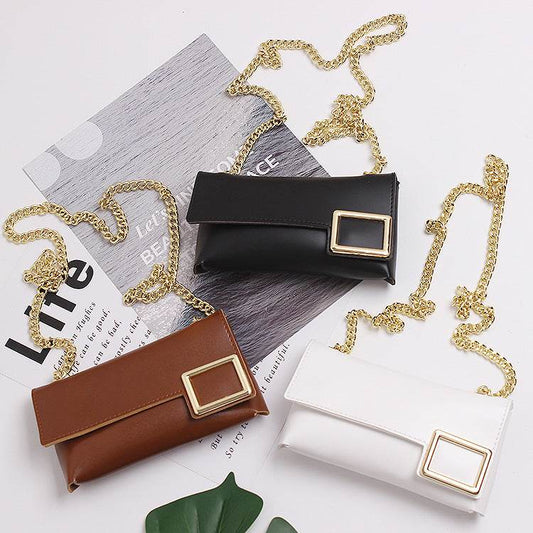 New Retro Metal Geometric Waist Bag - Stylish PU Fabric Accessory - Buy Center