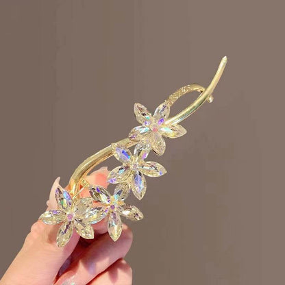 Elegant Crystal Flower Twister Clip - Stylish Hairpin for Upscale Looks - Buy Center