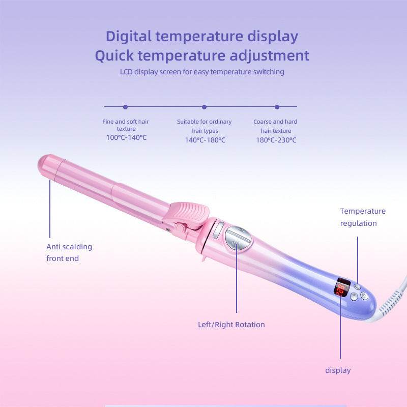 Gradient Temperature Adjustable Curling Iron - Stylish 25mm Pink Purple Tool - Buy Center