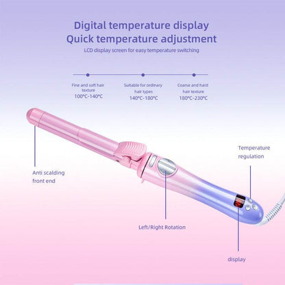 Gradient Temperature Adjustable Curling Iron - Stylish 25mm Pink Purple Tool - Buy Center