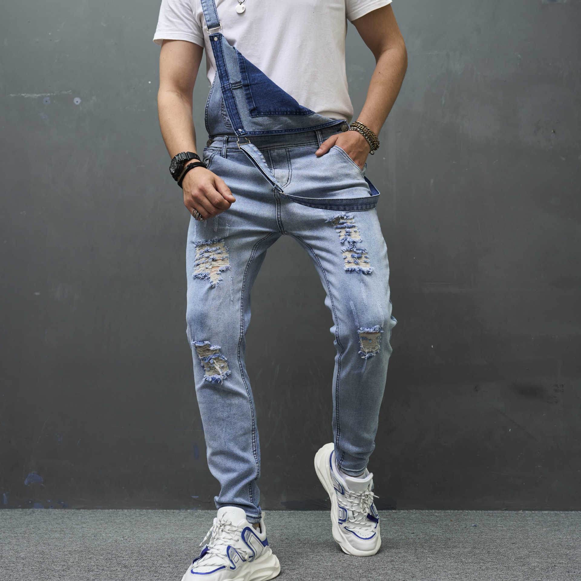 Buycenter Men's Slim Ripped Skinny Trousers - Stylish Denim for Spring & Autumn - Buy Center