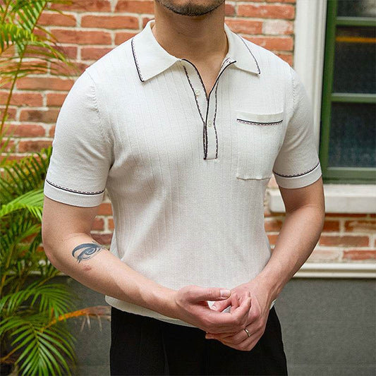 Buycenter Casual Short-Sleeved T-Shirt for Men - Navy Blue & White - Buy Center