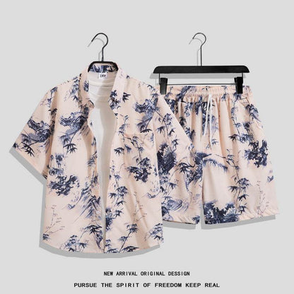 Hong Kong Style Retro Printed Shirt - Men's Short Sleeve Summer Top - Buy Center