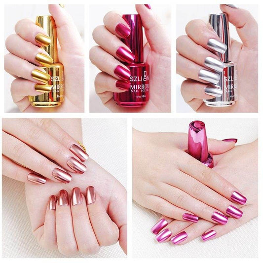Mirror Silver Nail Polish - Metallic Stainless Steel Finish, 18ml - Buy Center