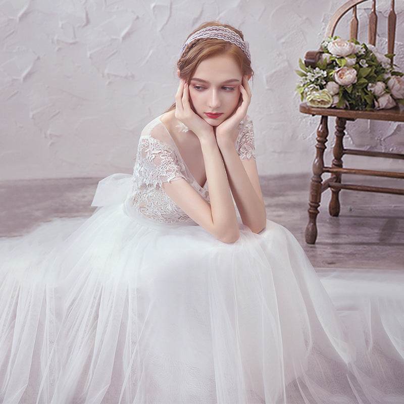 Bride Sen Simple Mesh Wedding Dress - Elegant Small Tail Skirt - Buy Center