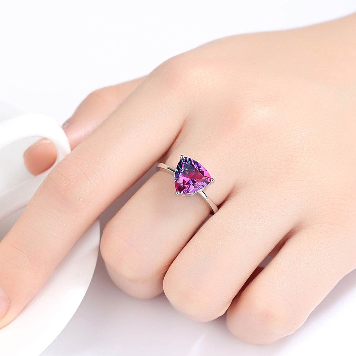 S925 Sterling Silver Rainbow Stone Engagement Ring - Elegant & Unique Design - Buy Center