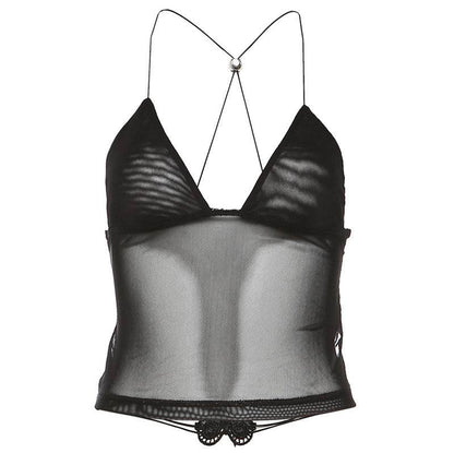 Sexy Butterfly Lace-Up Backless Camisole - Women's Mesh Sling Top S-XL - Buy Center