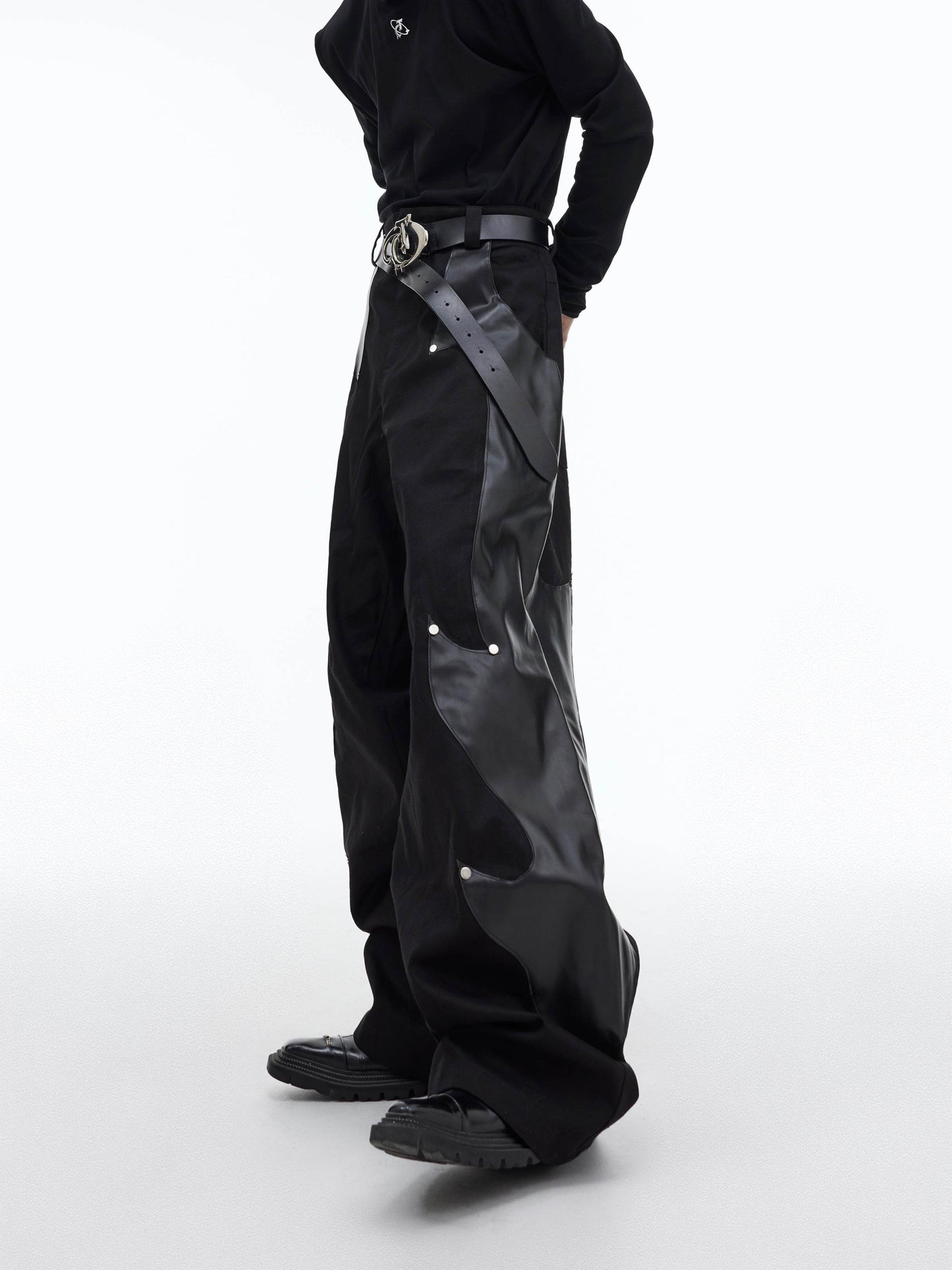 Niche Patchwork Flame Rivet Cargo Pants - Stylish Casual Wear for All - Buy Center