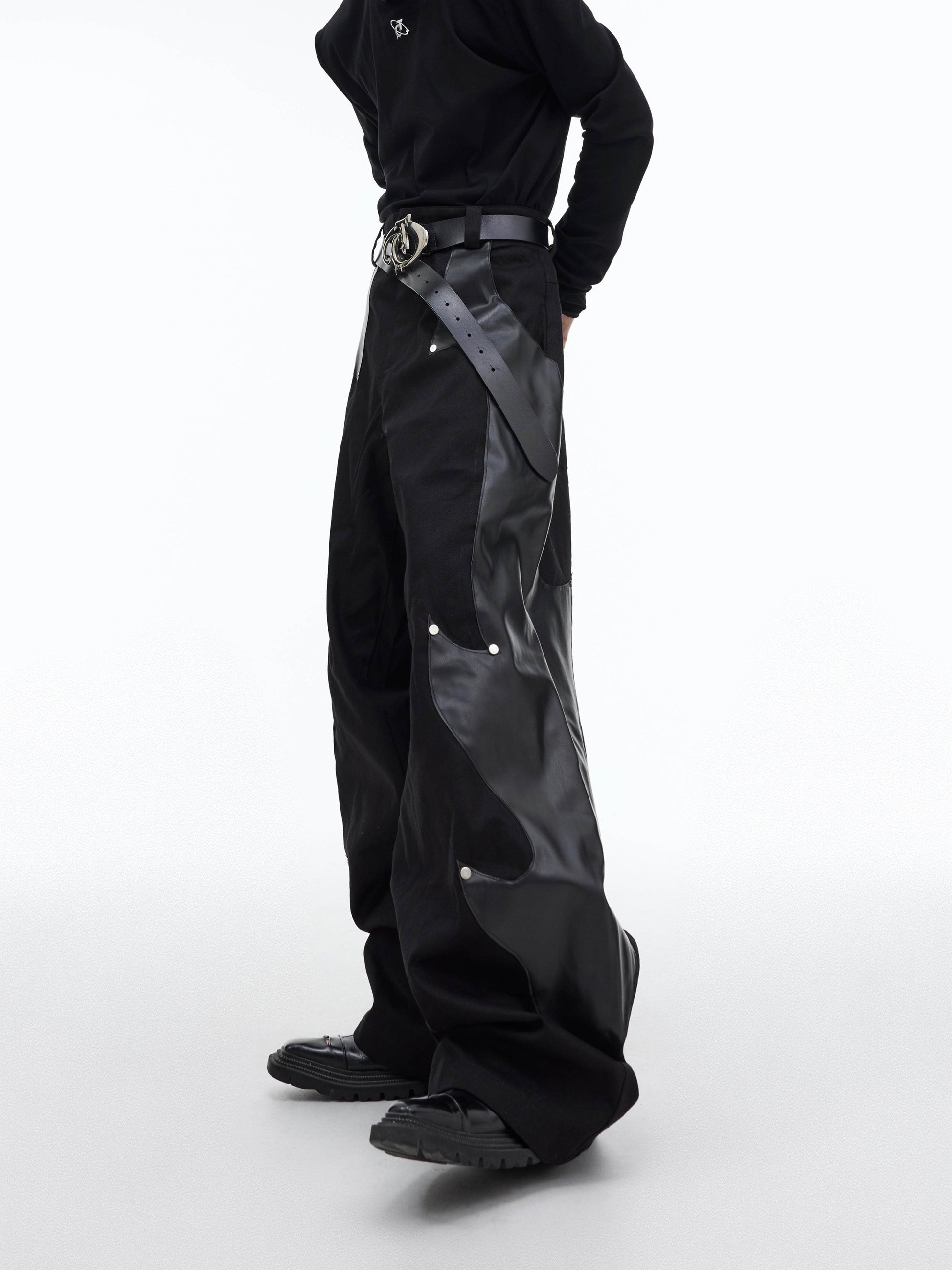 Niche Patchwork Flame Rivet Cargo Pants - Stylish Casual Wear for All - Buy Center
