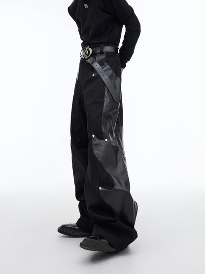 Niche Patchwork Flame Rivet Cargo Pants - Stylish Casual Wear for All - Buy Center