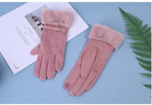 Women's Outdoor Cycling Gloves - Touch Screen, Fleece & Stylish Suede - Buy Center