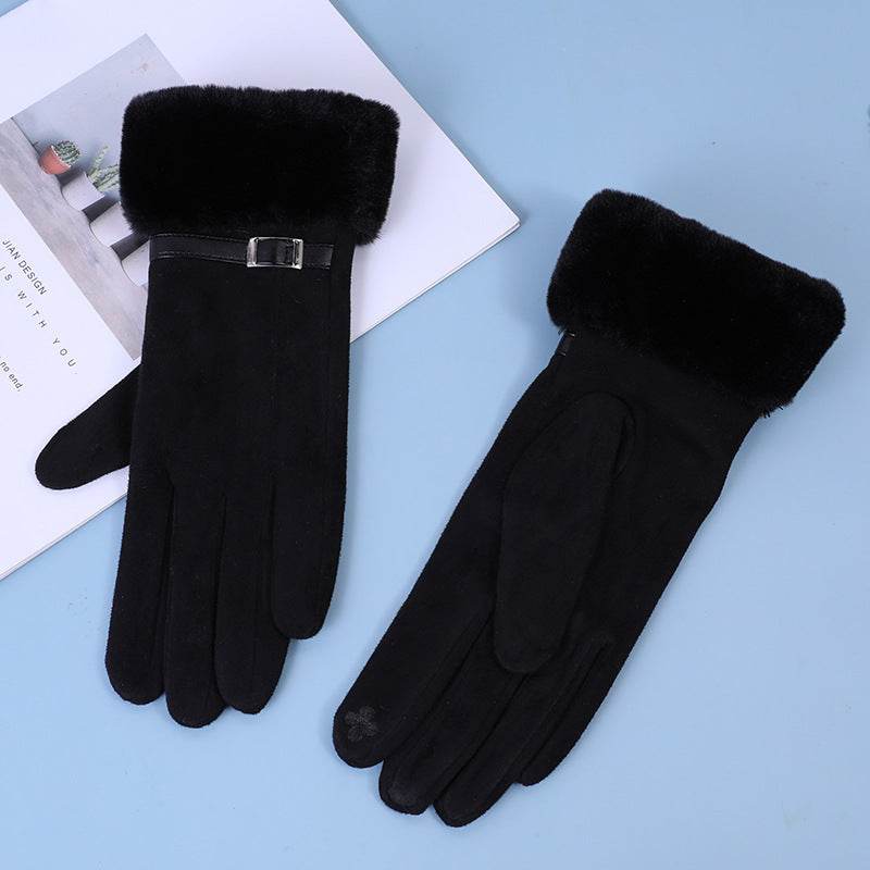Women's Outdoor Cycling Gloves - Touch Screen, Fleece & Stylish Suede - Buy Center