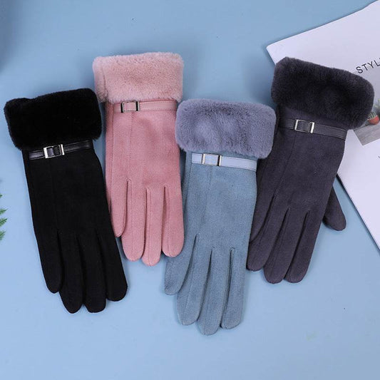 Women's Outdoor Cycling Gloves - Touch Screen, Fleece & Stylish Suede - Buy Center