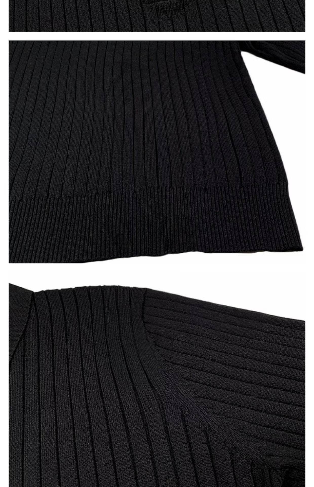 Buycenter Men's Long Sleeve Knitted Polo Shirt - Loose Fit Pullover - Buy Center