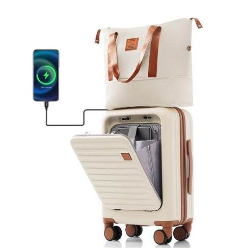 20-Inch Expandable Carry-On Luggage Set - Waterproof Travel Bag Included - Buy Center