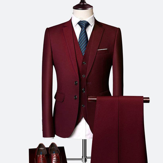 Buycenter Men's Three-Piece Slim Fit Suit - Multicolor Options Available - Buy Center