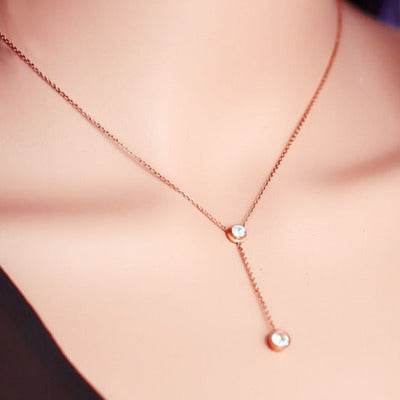 Monica 18K Rose Gold Drill Necklace - Elegant Geometric Design for Ladies - Buy Center