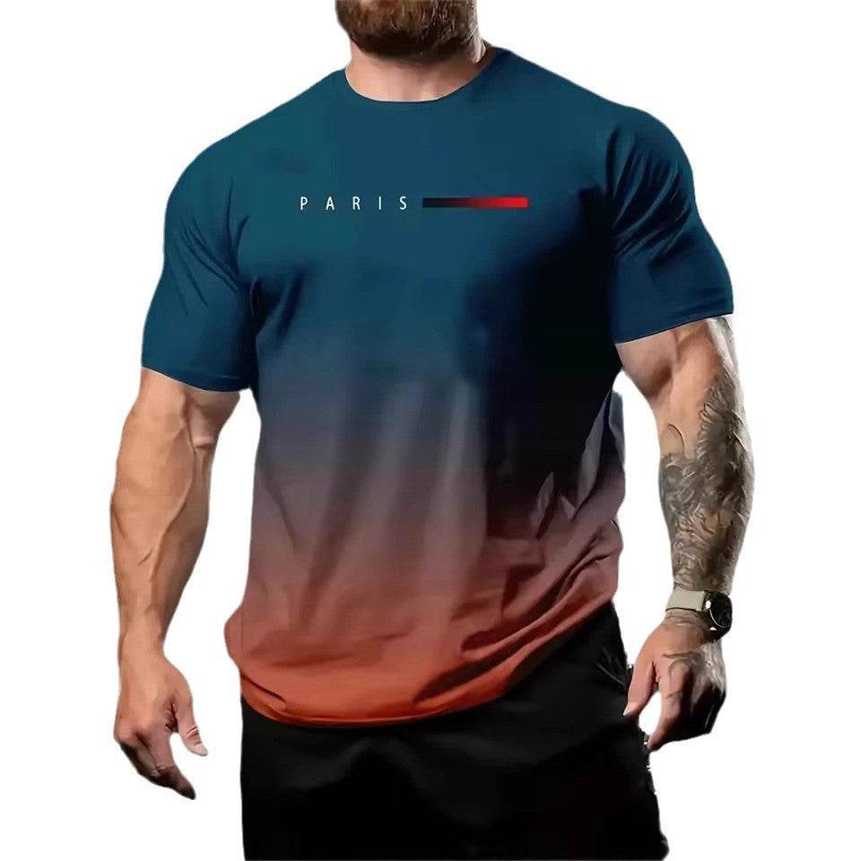 Buycenter 3D Printed Gradient Color Slogan T-Shirt for Men - Summer Style - Buy Center