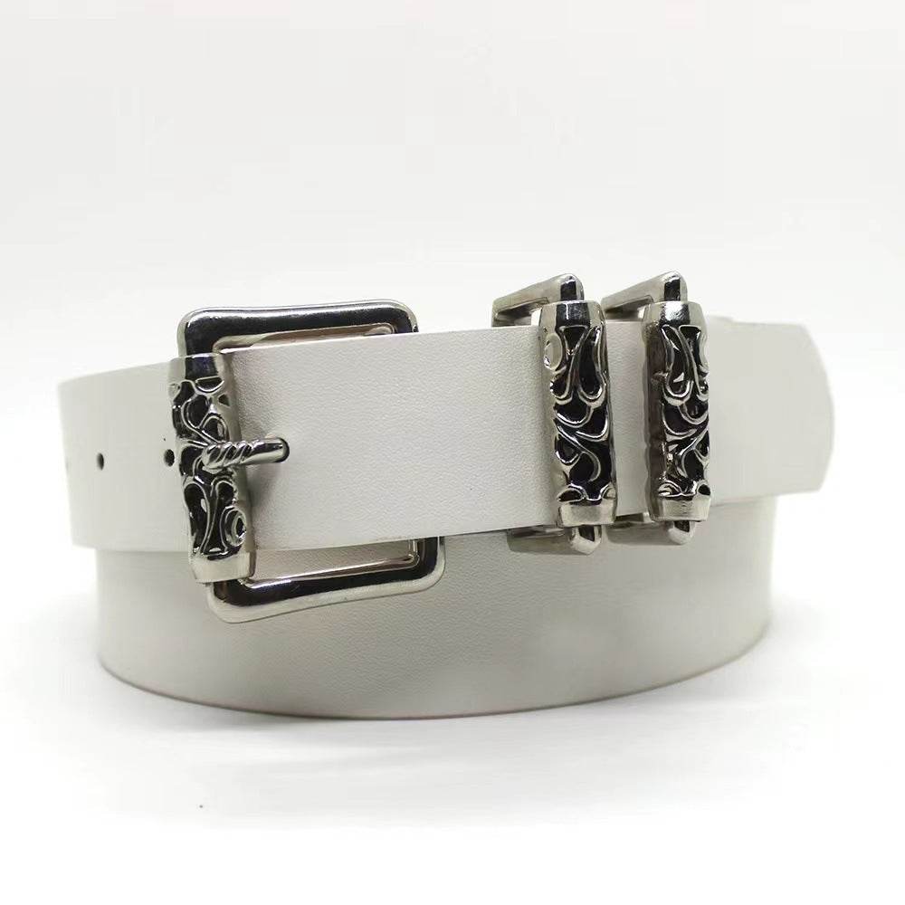 New Style Silver Alloy Crook Pin Buckle Belt - Elegant Imitation Leather - Buy Center