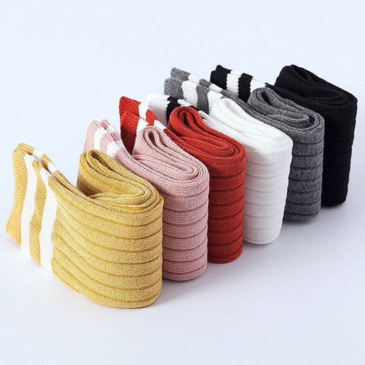 Pure Cotton Baby Socks - Korean Preppy Striped Style, Middle Calf Length - Buy Center