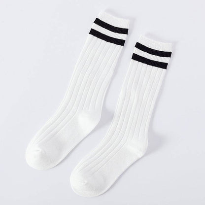 Pure Cotton Baby Socks - Korean Preppy Striped Style, Middle Calf Length - Buy Center