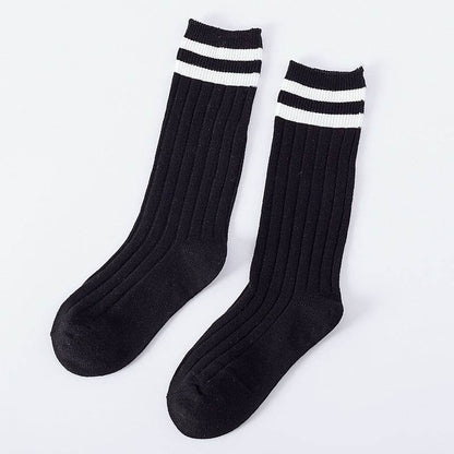 Pure Cotton Baby Socks - Korean Preppy Striped Style, Middle Calf Length - Buy Center